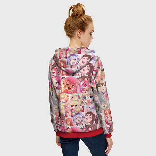 Женская толстовка на молнии Ahegao / 3D-Красный – фото 4