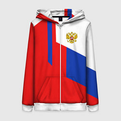 Женская толстовка на молнии Russia: Geometry Tricolor