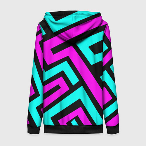 Женская толстовка на молнии Maze: Violet & Turquoise / 3D-Черный – фото 2