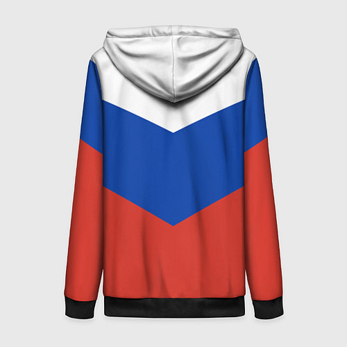 Женская толстовка на молнии Российский триколор / 3D-Черный – фото 2