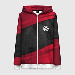 Толстовка на молнии женская Volkswagen: Red Sport, цвет: 3D-белый