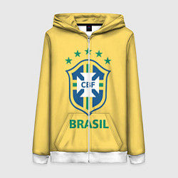 Толстовка на молнии женская Brazil Team, цвет: 3D-белый