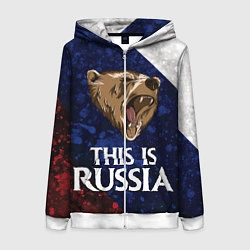 Толстовка на молнии женская Russia: Roaring Bear, цвет: 3D-белый