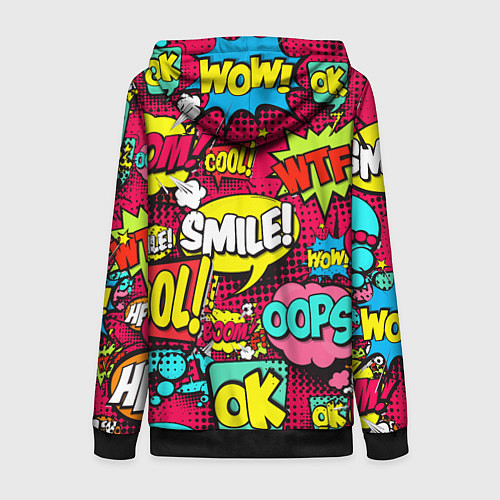 Женская толстовка на молнии Слова из комиксов / 3D-Черный – фото 2