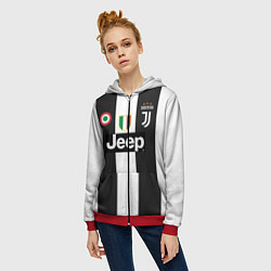 Толстовка на молнии женская FC Juventus 18-19, цвет: 3D-красный — фото 2