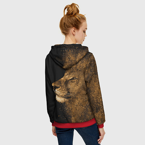 Женская толстовка на молнии Песчаный лев / 3D-Красный – фото 4