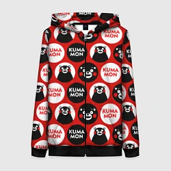 Толстовка на молнии женская Kumamon Pattern, цвет: 3D-черный