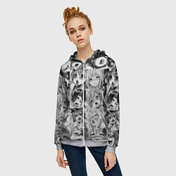 Толстовка на молнии женская Ahegao Babes, цвет: 3D-меланж — фото 2