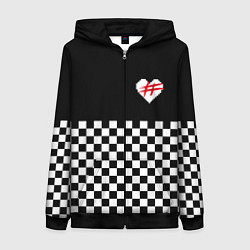 Толстовка на молнии женская ФРЕНДЗОНА: ЧБ, цвет: 3D-черный