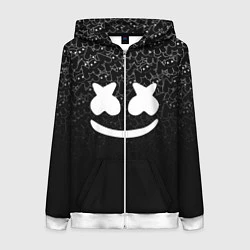 Толстовка на молнии женская Marshmello Black, цвет: 3D-белый