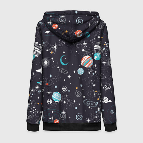 Женская толстовка на молнии Загадочный космос / 3D-Черный – фото 2
