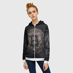 Толстовка на молнии женская Биткойн, цвет: 3D-белый — фото 2