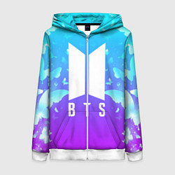 Толстовка на молнии женская BTS: Violet Butterflies, цвет: 3D-белый