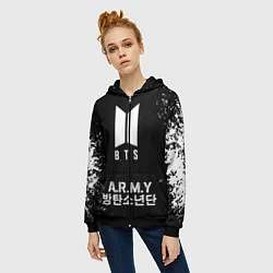 Толстовка на молнии женская BTS ARMY, цвет: 3D-черный — фото 2