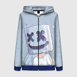 Толстовка на молнии женская Marshmello Pixel, цвет: 3D-синий