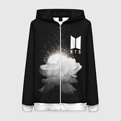 Толстовка на молнии женская BTS Flower, цвет: 3D-белый