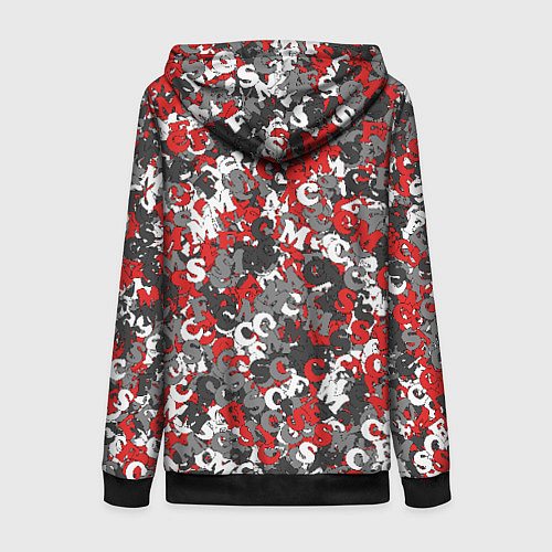 Женская толстовка на молнии Камуфляж с буквами F C S M / 3D-Черный – фото 2