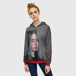 Толстовка на молнии женская Billie Eilish: Ocean Eyes, цвет: 3D-красный — фото 2