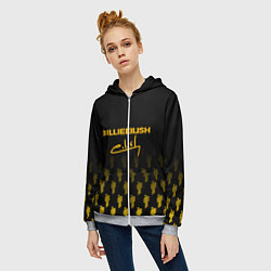 Толстовка на молнии женская Billie Eilish: Yellow & Black Autograph, цвет: 3D-меланж — фото 2