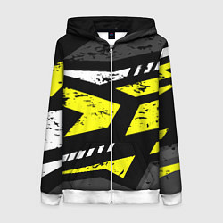 Женская толстовка на молнии Black yellow abstract sport style