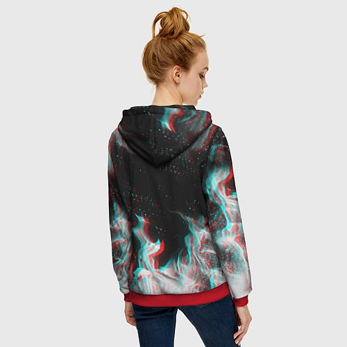 Женская толстовка на молнии GHOSTEMANE GLITCH / 3D-Красный – фото 4