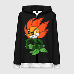 Толстовка на молнии женская Cuphead - Кэгни Гвоздика, цвет: 3D-белый