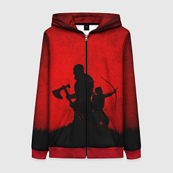 Толстовка на молнии женская God of War, цвет: 3D-красный