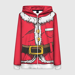 Толстовка на молнии женская Санта, цвет: 3D-белый