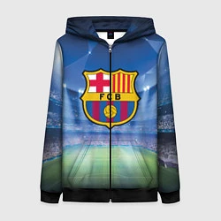 Толстовка на молнии женская FC Barcelona, цвет: 3D-черный