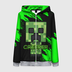 Толстовка на молнии женская MINECRAFT CREEPER, цвет: 3D-меланж