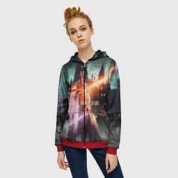 Толстовка на молнии женская Dark Souls 3 Pontiff Sulyvahn, цвет: 3D-красный — фото 2