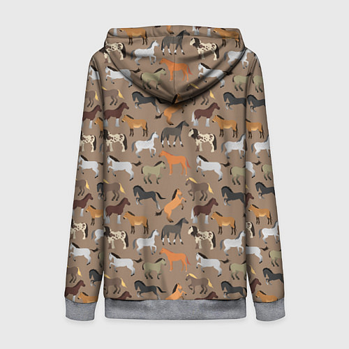 Женская толстовка на молнии Кони-лошади / 3D-Меланж – фото 2