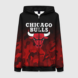 Толстовка на молнии женская CHICAGO BULLS, цвет: 3D-черный