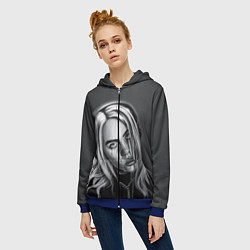 Толстовка на молнии женская BILLIE EILISH, цвет: 3D-синий — фото 2