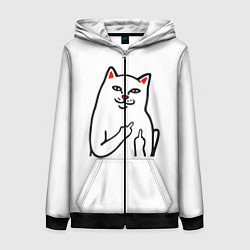Толстовка на молнии женская Meme Cat, цвет: 3D-черный