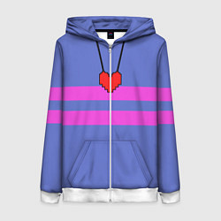 Толстовка на молнии женская UNDERTALE FRISK ФРИСК, цвет: 3D-белый