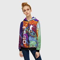 Толстовка на молнии женская CS GO HYPERBEAST, цвет: 3D-черный — фото 2