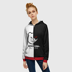 Толстовка на молнии женская Monokuma, цвет: 3D-красный — фото 2