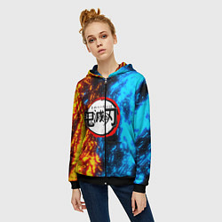 Толстовка на молнии женская KIMETSU NO YAIBA, цвет: 3D-черный — фото 2