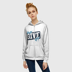 Толстовка на молнии женская Never give up белый, цвет: 3D-белый — фото 2