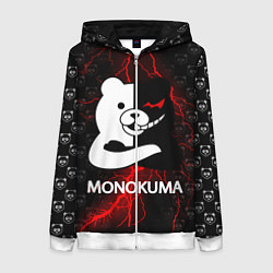 Толстовка на молнии женская MONOKUMA, цвет: 3D-белый