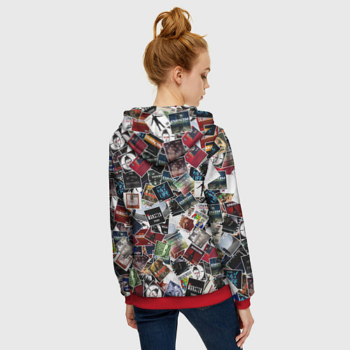 Женская толстовка на молнии Дискография EMINEM / 3D-Красный – фото 4