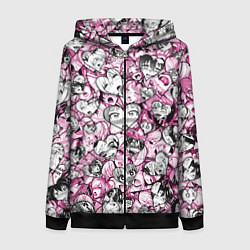 Толстовка на молнии женская Ahegao валентинки, цвет: 3D-черный