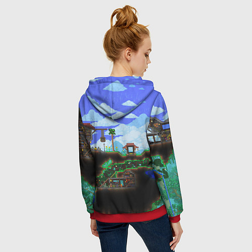 Женская толстовка на молнии TERRARIA / 3D-Красный – фото 4