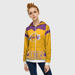 Толстовка на молнии женская Los Angeles Lakers, цвет: 3D-белый — фото 2