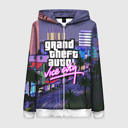 Толстовка на молнии женская Grand Theft Auto Vice City, цвет: 3D-белый