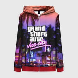 Толстовка на молнии женская Grand Theft Auto Vice City, цвет: 3D-красный