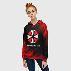 Толстовка на молнии женская Umbrella Corporation, цвет: 3D-красный — фото 2