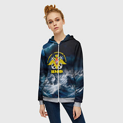 Толстовка на молнии женская Военно-морской флот, цвет: 3D-меланж — фото 2