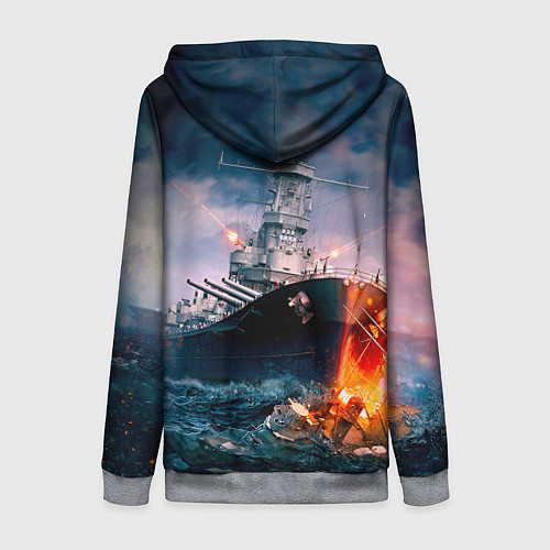 Женская толстовка на молнии ВМФ / 3D-Меланж – фото 2